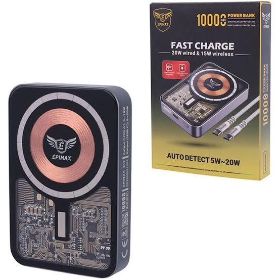 پاور بانک بی سیم فست شارژ اپی مکس EP-212 PD 20W ظرفیت 10000 میلی آمپر ساعت کپی